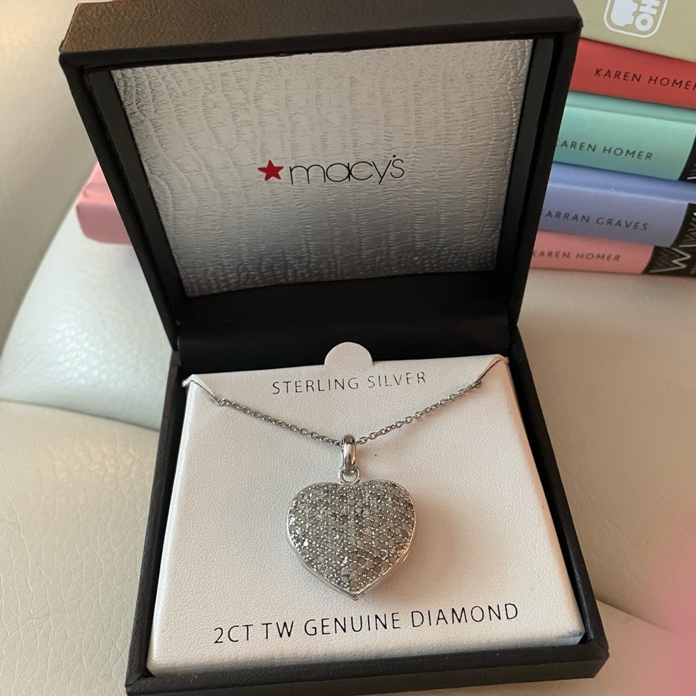 Macy's Silver Diamond Heart Necklace